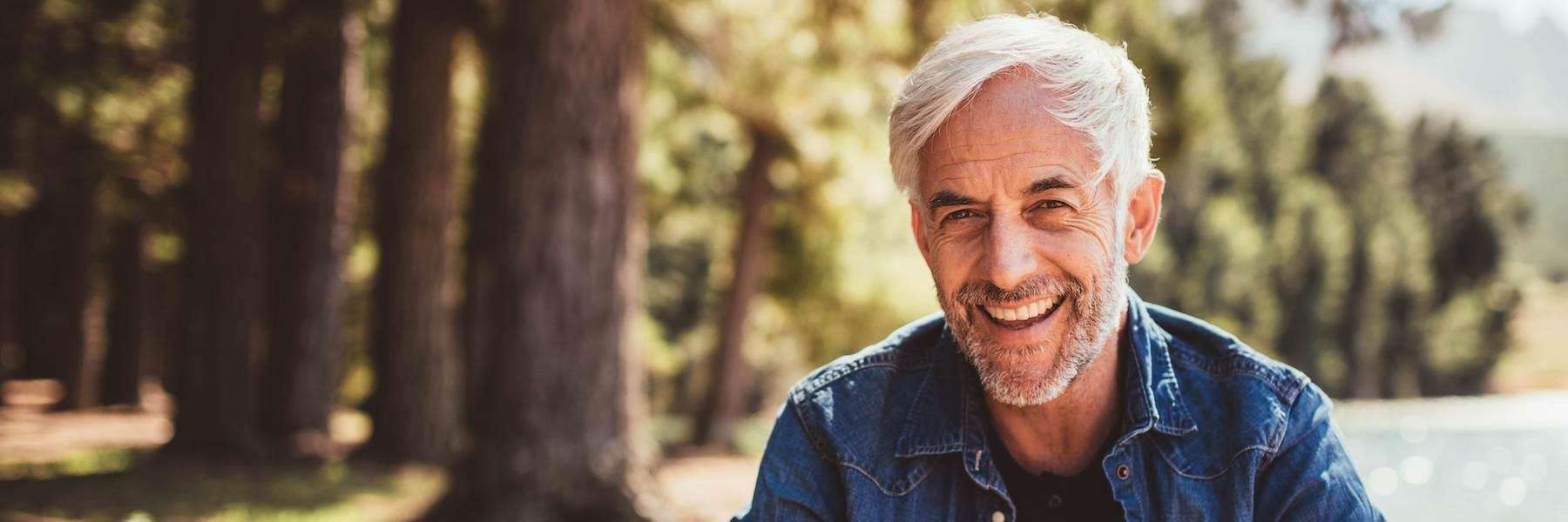 man smiling with dentures in apex, nc