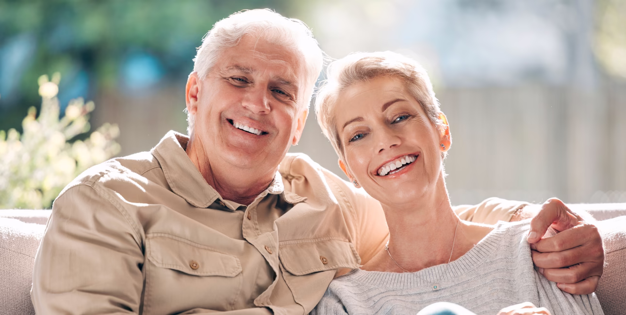 Older couple smiling together