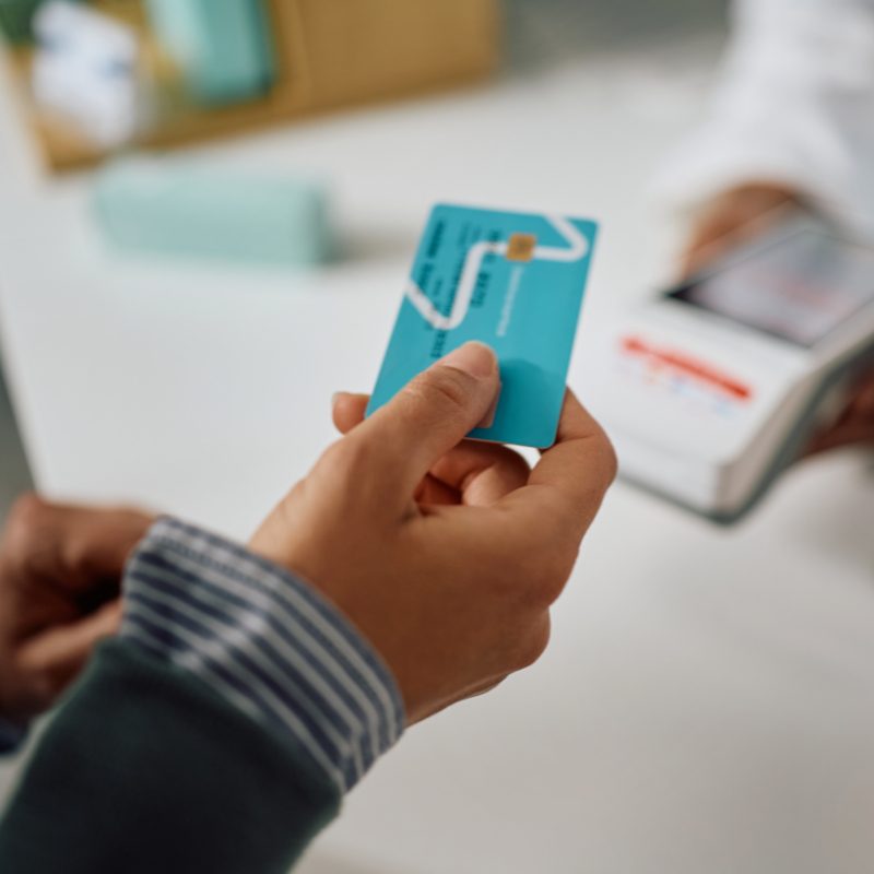 Patient making a card payment for a dental appointment